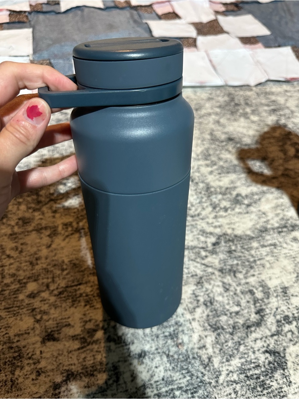 Matte Slate blue Gray Travel Water Bottle with Handle - brumate